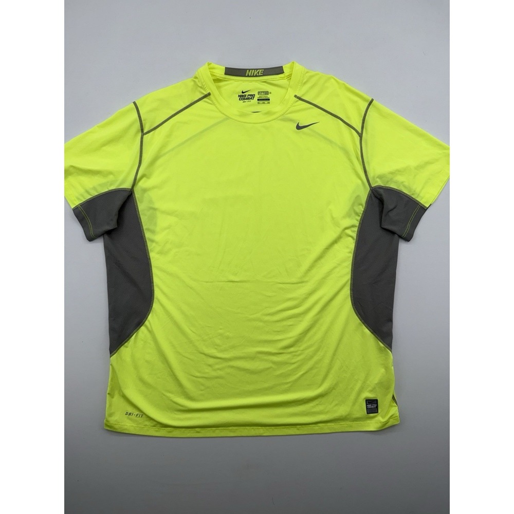NIKE PRO COMBAT Neon Yellow HYPERCOOL x FITTED COMPRESSION T-SHIRT Gym Men's 3XL